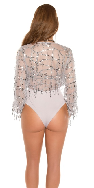 party bodysuit with sequin threads Grey